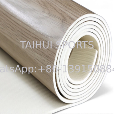 Moderno y respetuoso con el medio ambiente 3,5 mm-8 mm suelos deportivos duraderos Grano de madera para baloncesto / voleibol / tenis de mesa / bádminton / cancha de pickleball