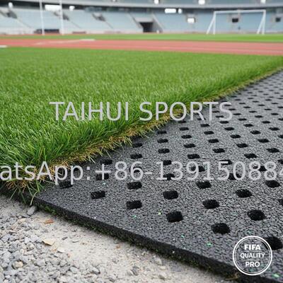 Base amortiguadora certificada por la FIFA con diseño de orificios de diamante para campos deportivos de césped artificial de longitud personalizada