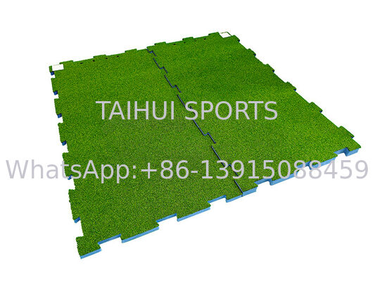 30-80mm HIC/CFH probado de absorción de choques de campo de juego de almohadilla de choque con alta permeabilidad al agua almohadilla de rompecabezas de hierba artificial