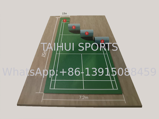 Moderno y respetuoso con el medio ambiente 3,5 mm-8 mm suelos deportivos duraderos Grano de madera para baloncesto / voleibol / tenis de mesa / bádminton / cancha de pickleball
